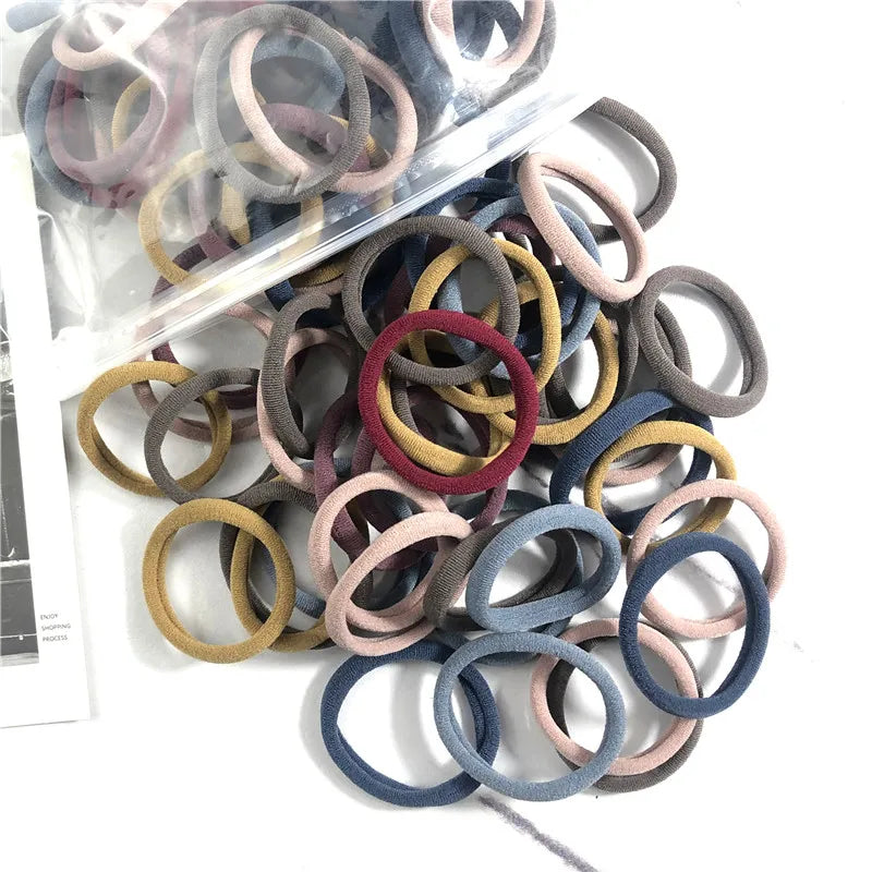 20/50PCS Hair Ties Set – Simple Elastic Rubber Bands for Women Girls Ponytails (4cm)