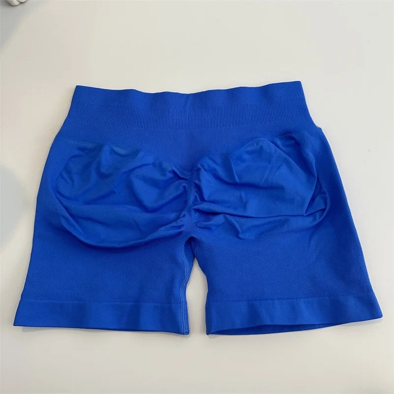 Low-Rise Seamless Scrunch Yoga Shorts – Ribbed Booty Lift Gym Workout Wear