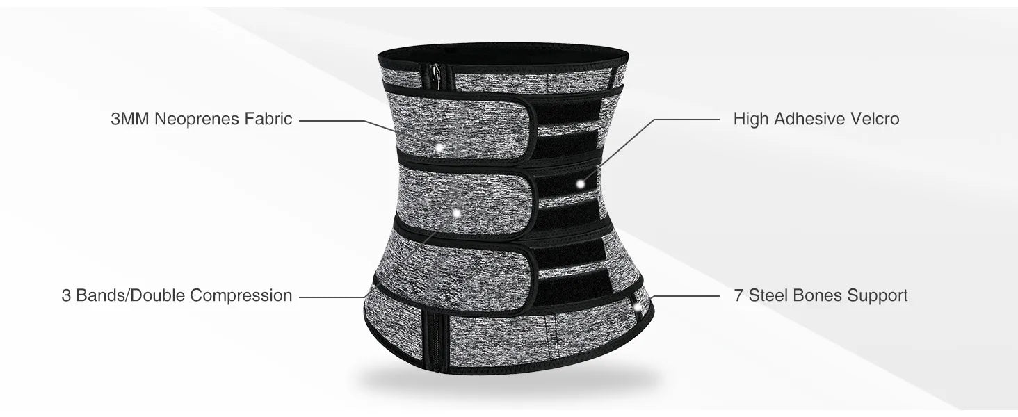 💪 3-Strap Waist Trainer Cincher – Women’s Slimming Sweat Belt for Workouts