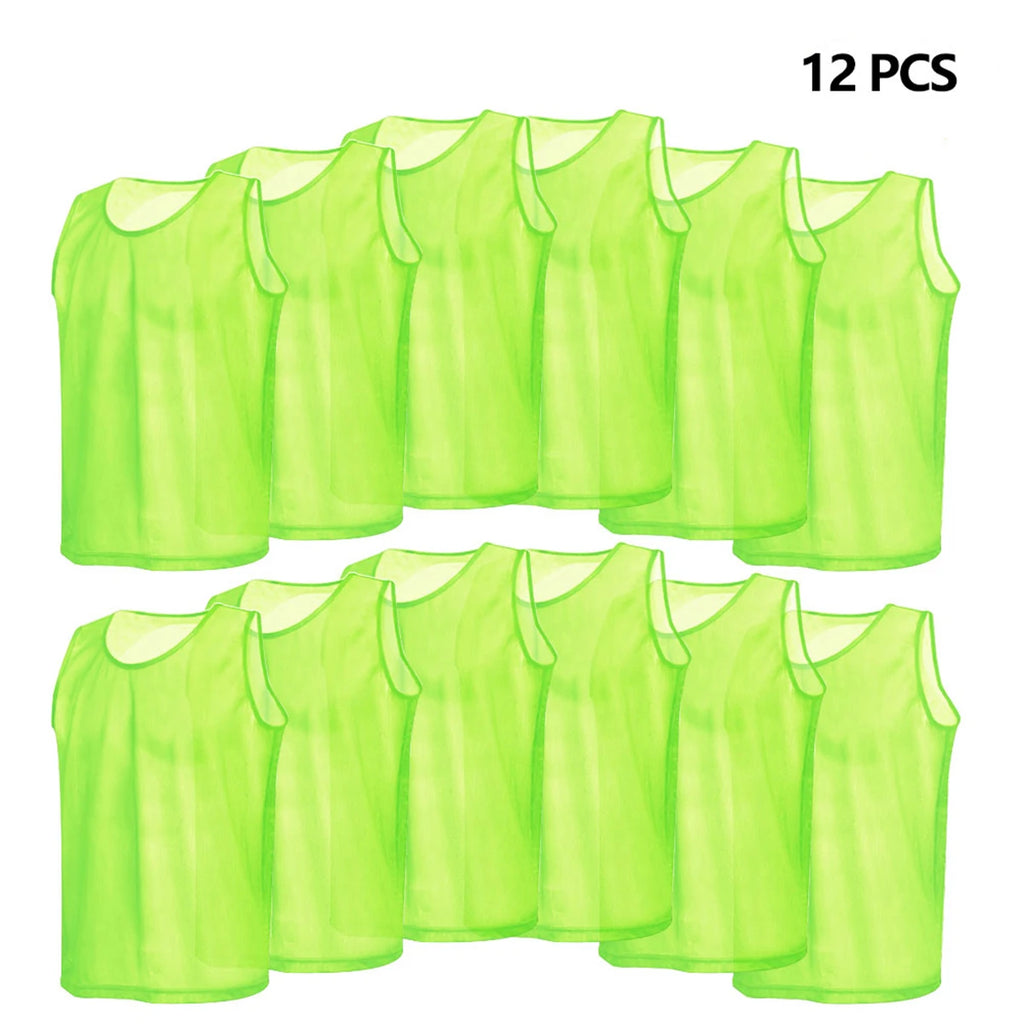 12PCS Kids Basketball Jerseys – Quick Dry Youth Soccer Training Pinnies Set