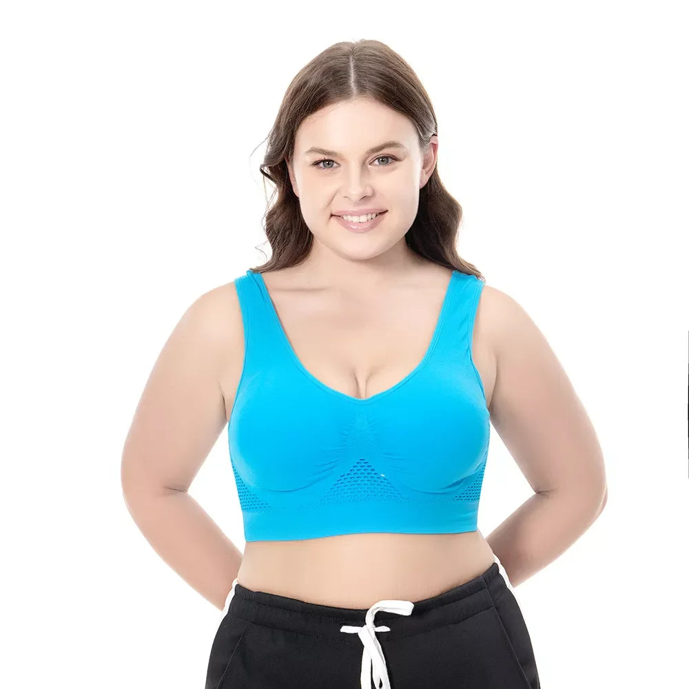 👙 Hollow Out Sports Bra – S–6XL Seamless Padded Gym Fitness Top
