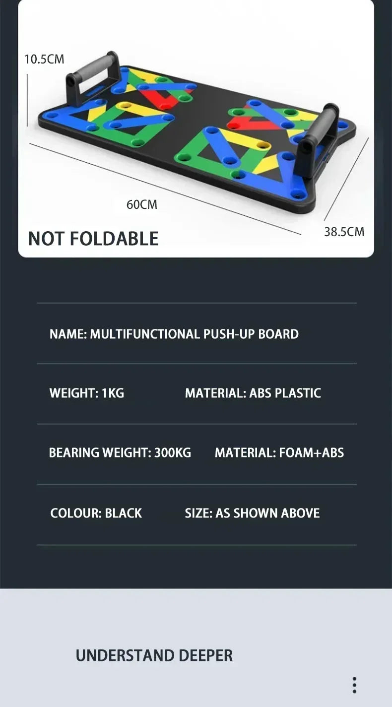 Foldable Push-Up Board Set – Portable Multi-Function Station w/ Handles
