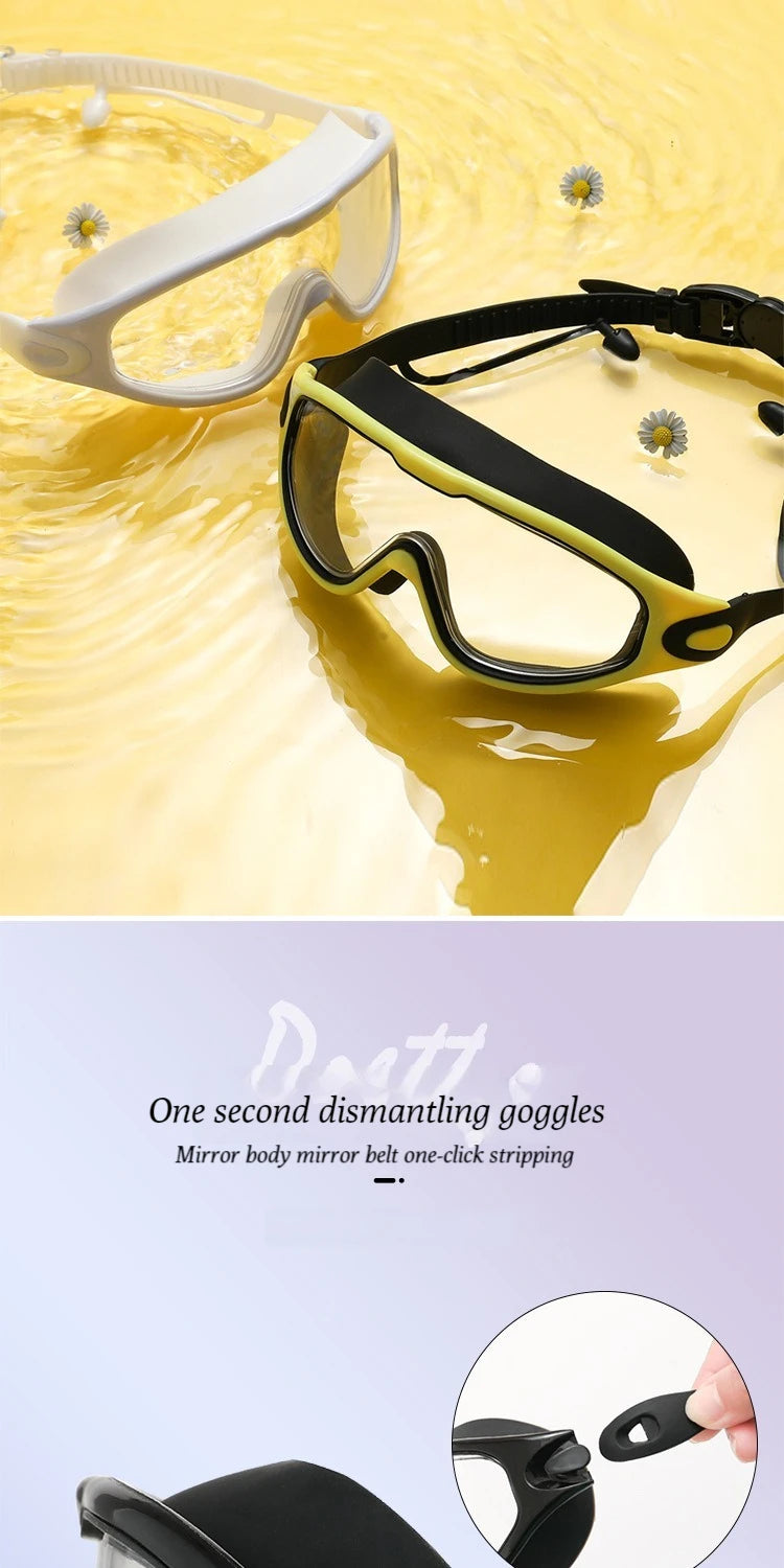 🥽 HD Anti-Fog Swimming Goggles – Large Frame