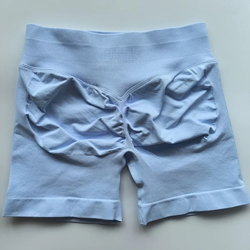Low-Rise Seamless Scrunch Yoga Shorts – Ribbed Booty Lift Gym Workout Wear