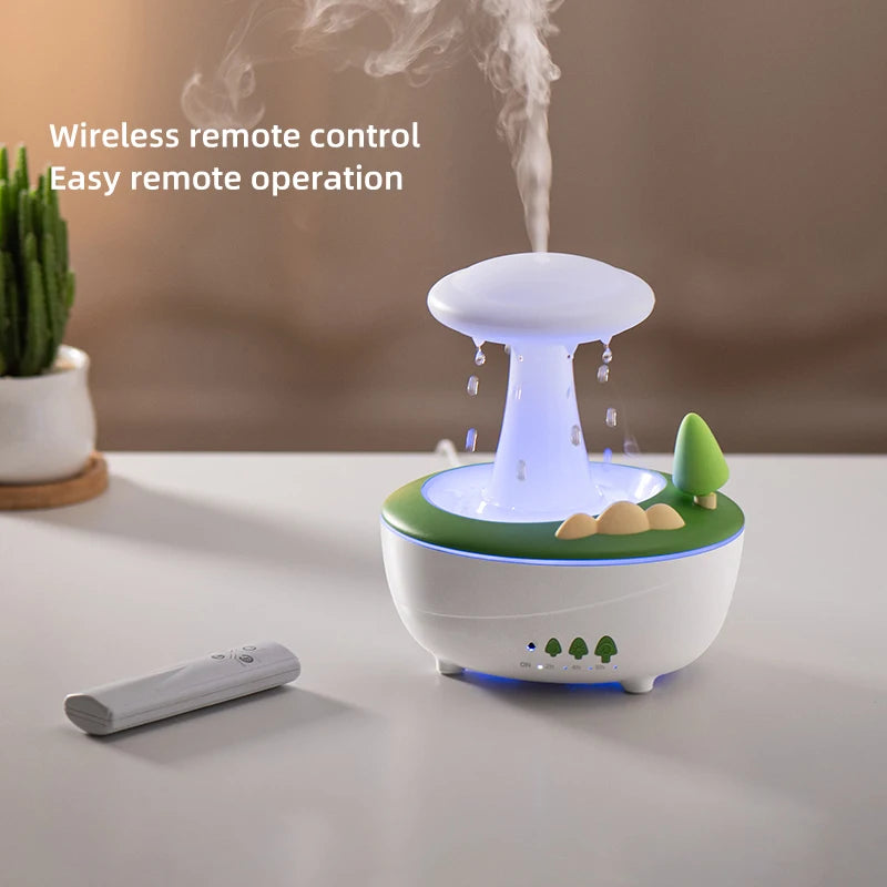 Mushroom Raindrop Aroma Diffuser – Night Light Essential Oil Humidifier for Home