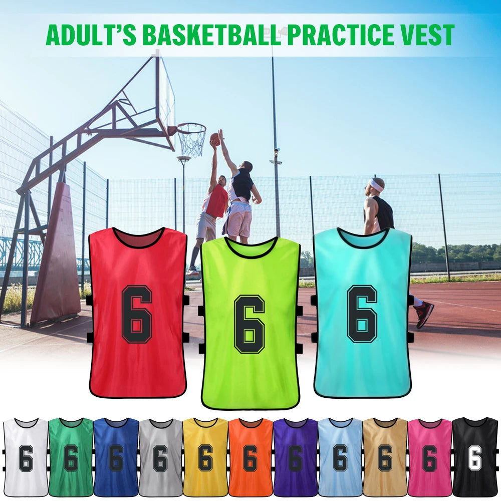 6/12PCS Kids Soccer Pinnies – Quick Dry Youth Sports Jerseys