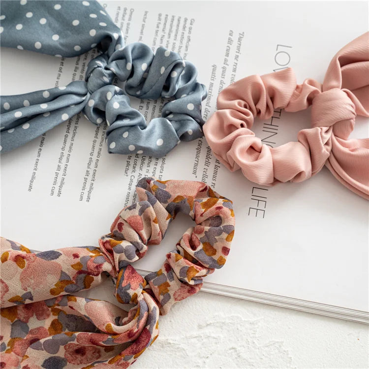 🎀 Leopard Satin Bow Ponytail Scarf – Long Ribbon Hair Tie Scrunchie