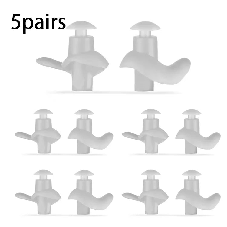 👂 5-Pair Silicone Earplugs – Waterproof for Swimming & Sleep