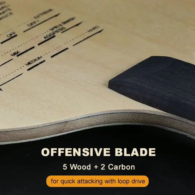 SANWEI T5000 Ping Pong Blade – 5 Wood 2 Carbon Offensive Racket