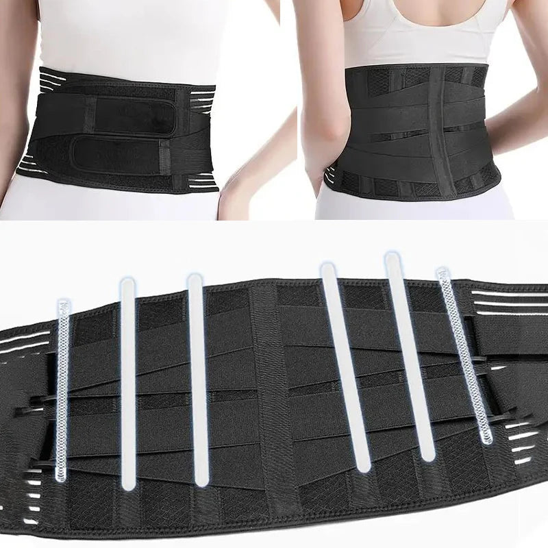 Adjustable Back Support Brace – Lumbar Waist Trainer Sweat Belt for Men Women