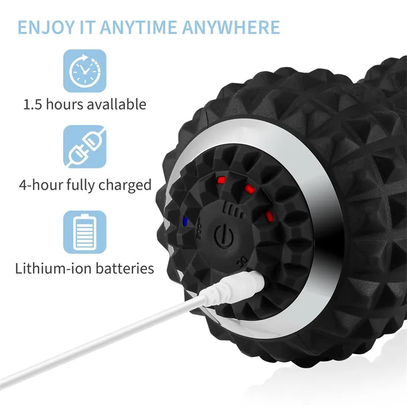 Vibrating Peanut Massage Ball – 4-Speed Electric USB Foam Roller Ball