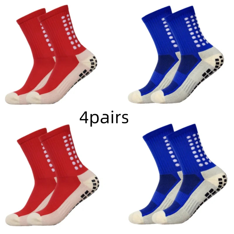 4 Pairs Men’s Soccer Grip Socks – Anti-Slip Football Training & Basketball Sports Socks