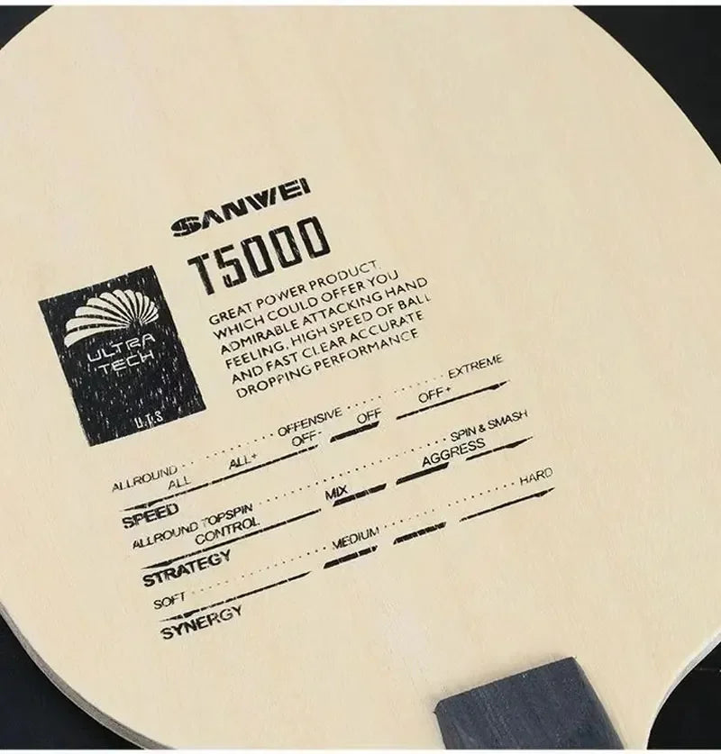 SANWEI T5000 Ping Pong Blade – 5 Wood 2 Carbon Offensive Racket