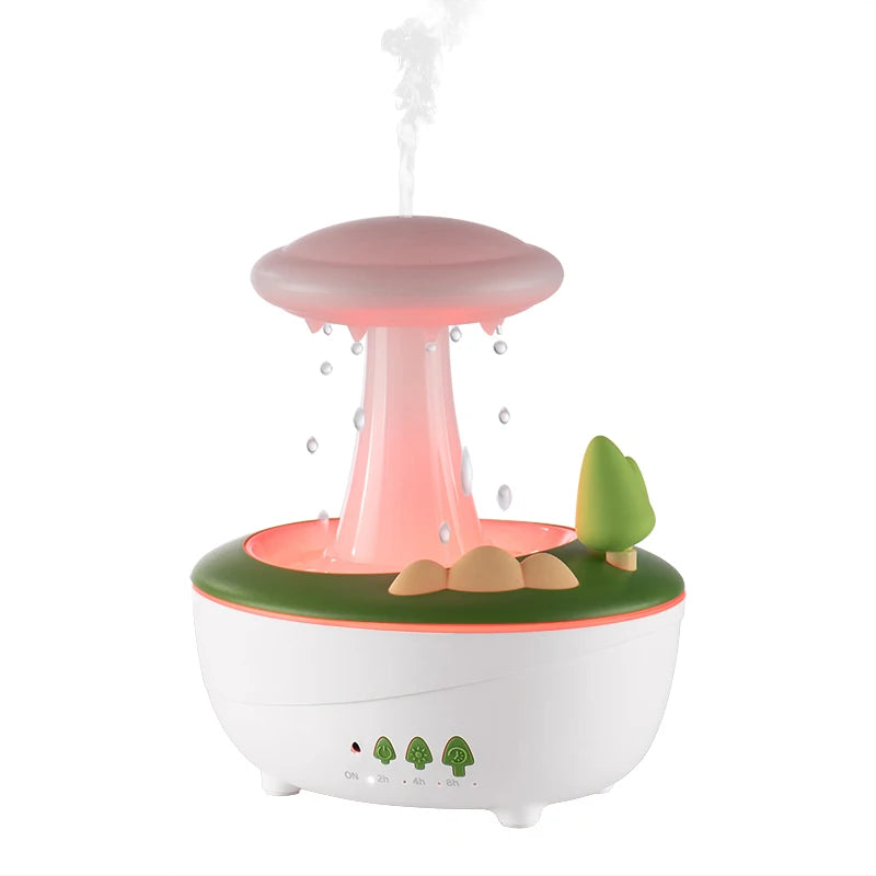 Mushroom Raindrop Aroma Diffuser – Night Light Essential Oil Humidifier for Home