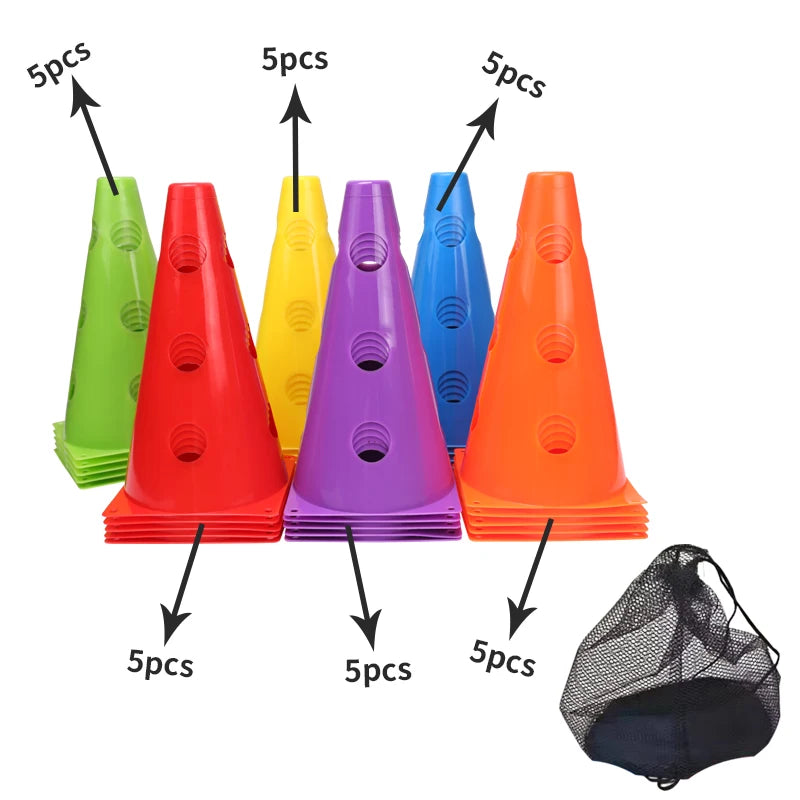12/18/24/30/36PCS Agility Marking Cones – Sports Training Cones with Holes for Drills