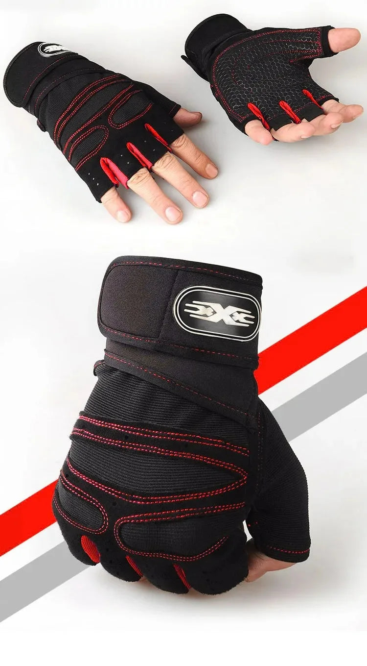 Outdoor Sport Gloves – Long Fingerless Gym & Cycling Gloves with Wrist Guard Support