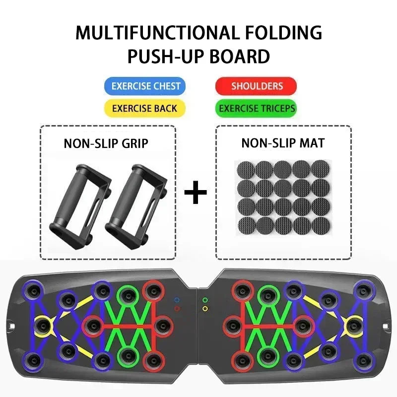 Foldable Push-Up Board Set – Portable Multi-Function Station w/ Handles
