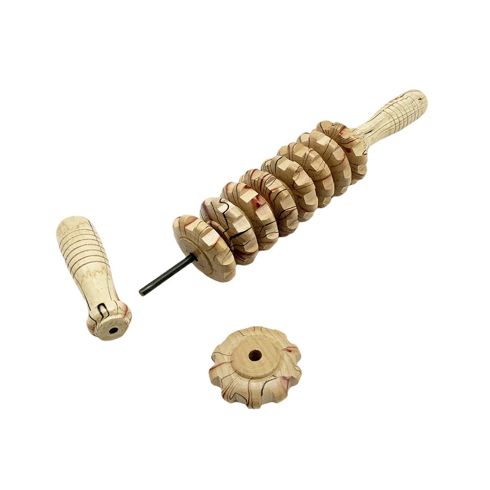 Wooden Slimming Roller Massager – 9/12-Wheel Body Shaper for Legs & Back