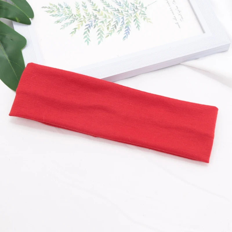 Elastic Cotton Yoga Headbands – Solid Colour Stretch Hair Bands for Sports & Fitness