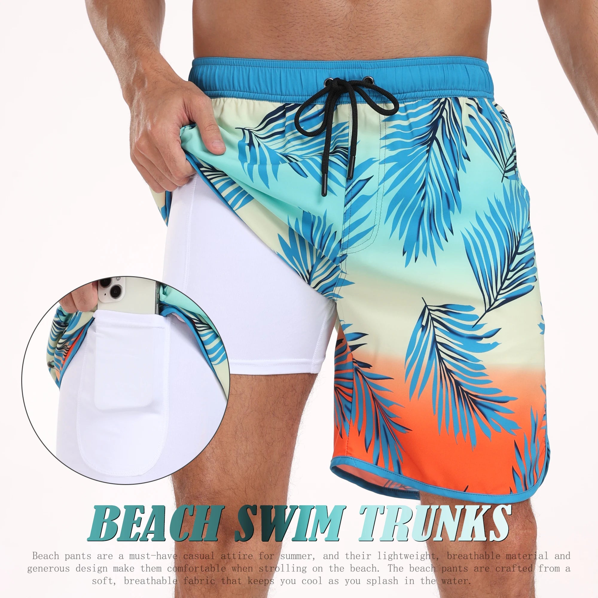 🌴 Men’s Printed Beach Shorts – Vacation Style