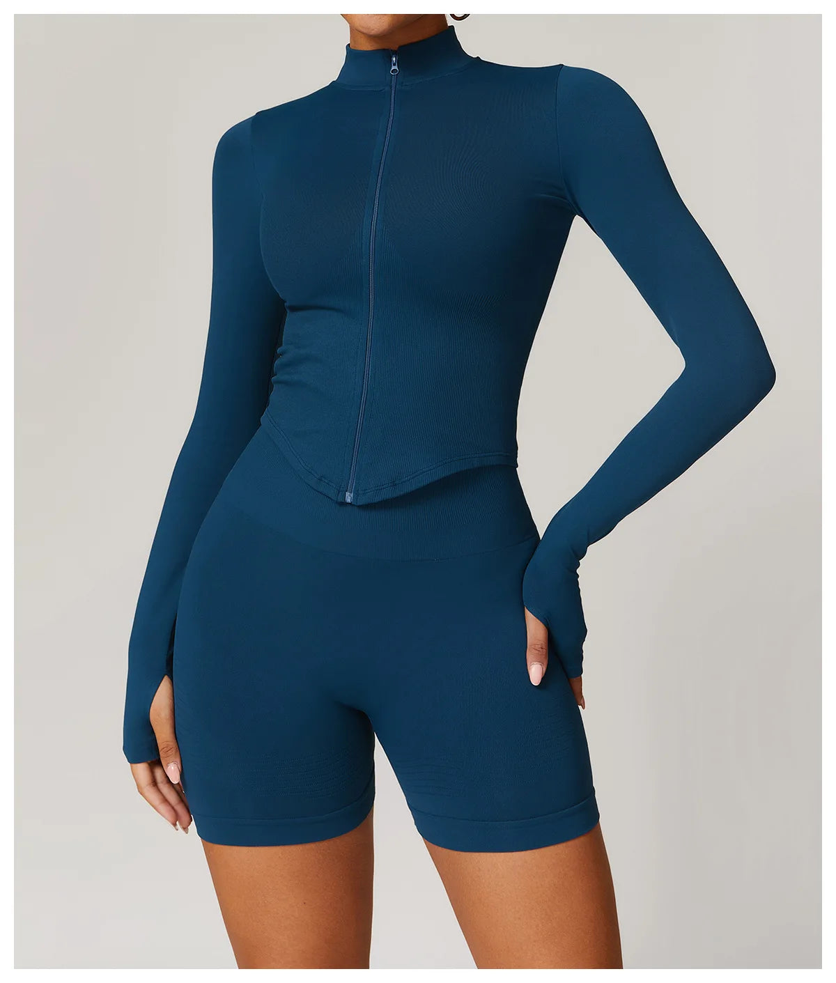 🔥 Women’s Zipper Crop Jacket – Long Sleeve Yoga Sports Top