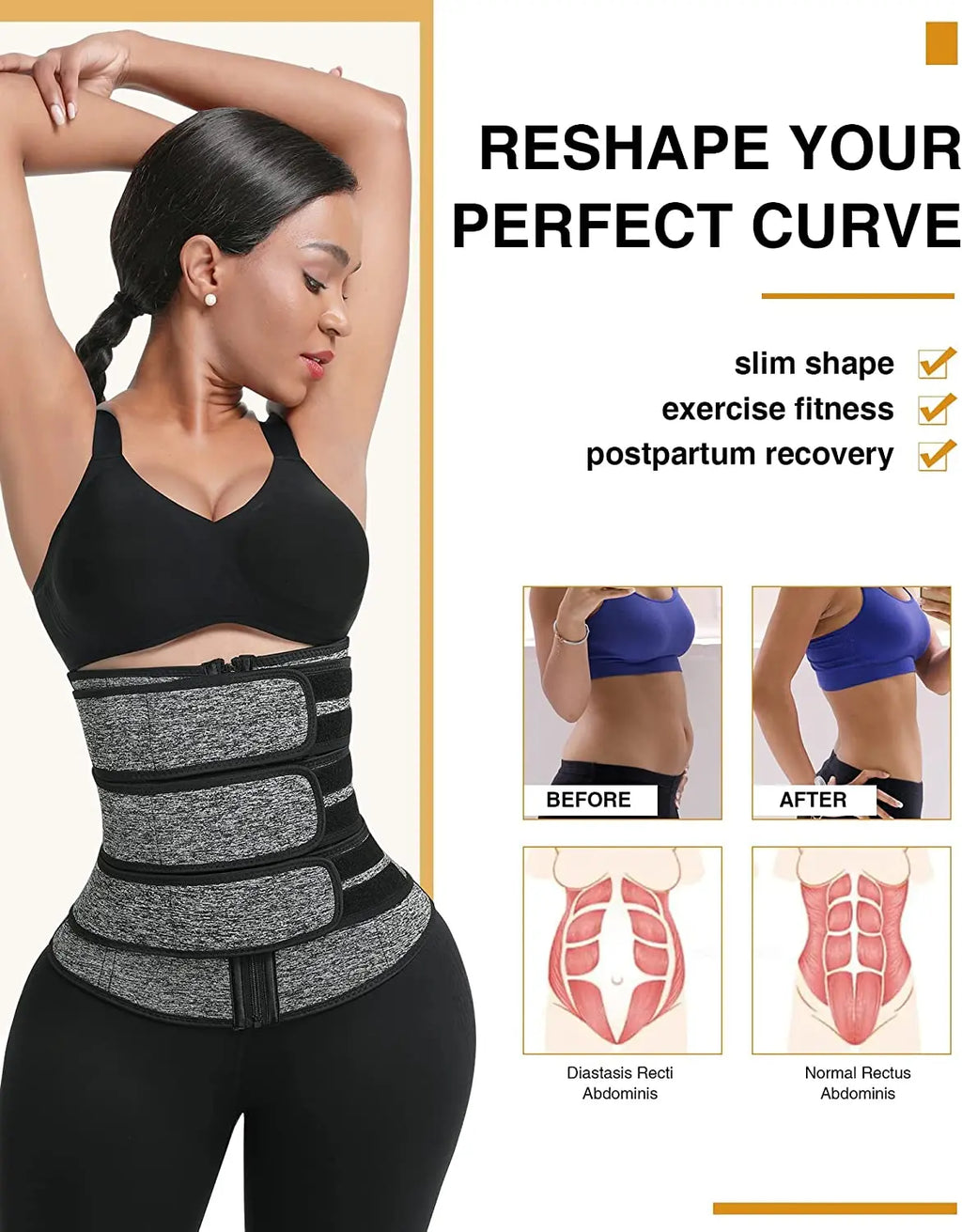 Strap Waist Trainer Cincher – Women’s Slimming Sweat Belt for Fitness, Gym & Workout Training