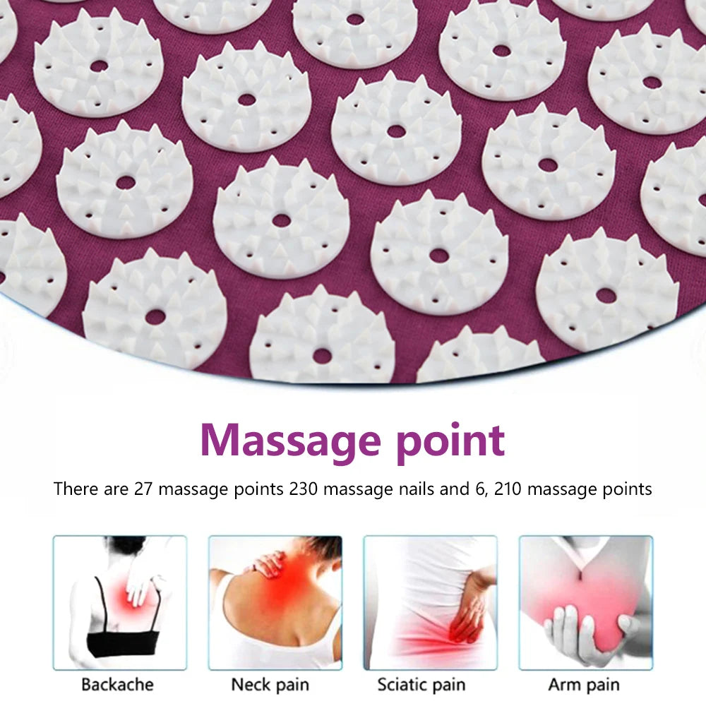 65x40cm Acupressure Mat & Pillow Set – Massage Cushion for Back, Neck & Stress Relief