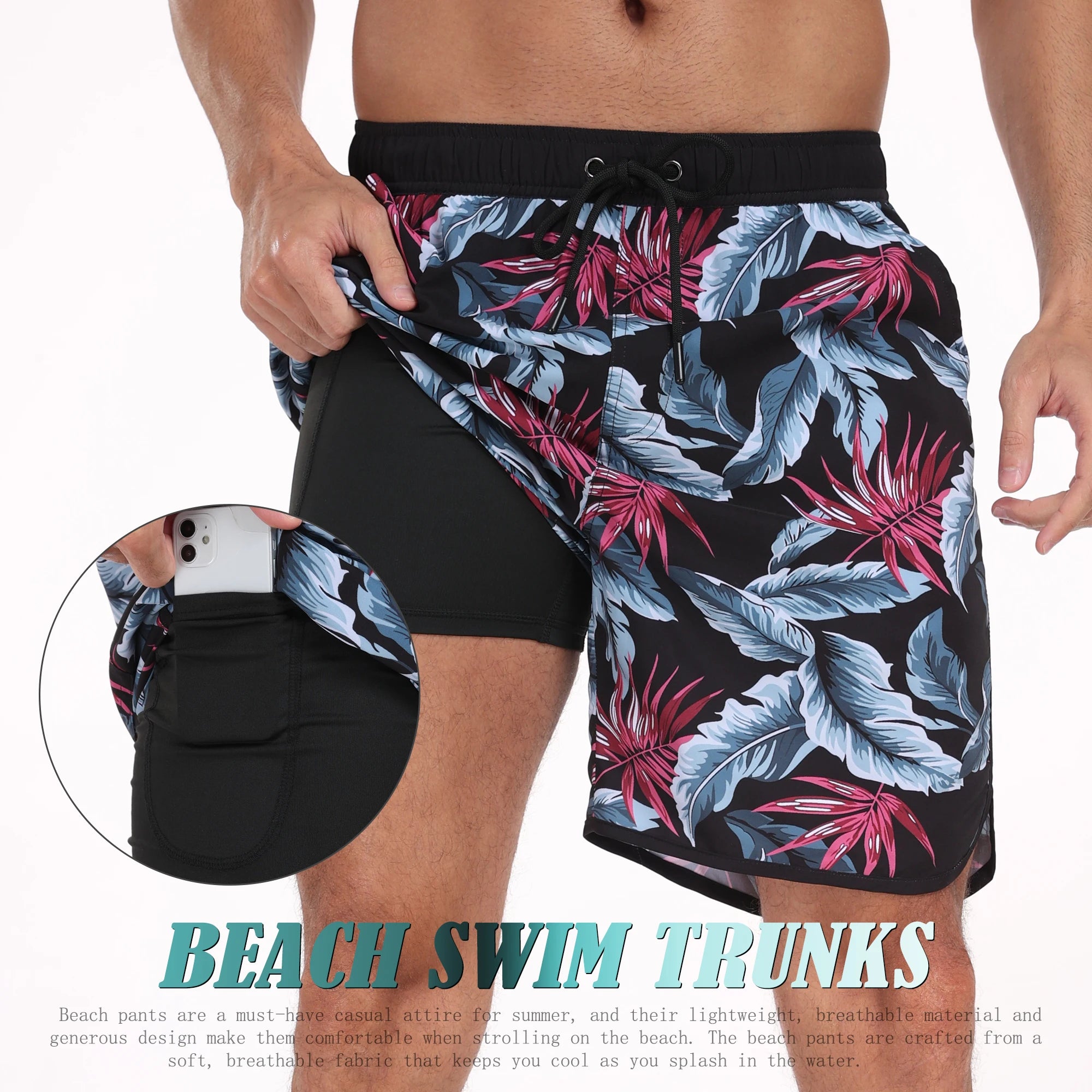 🌴 Men’s Printed Beach Shorts – Vacation Style