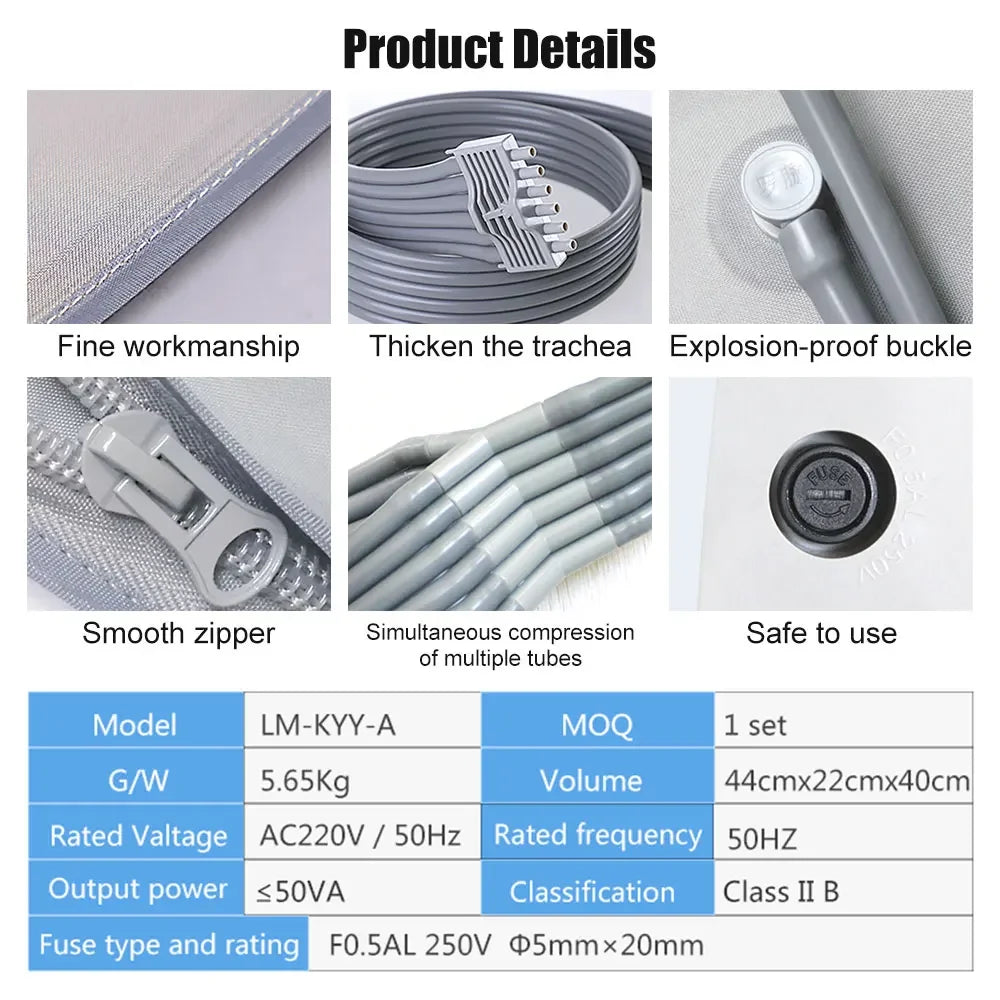 6-Cavity Air Compression Massager Parts – Leg Calf Waist Arm Lymph Drainage Accessories