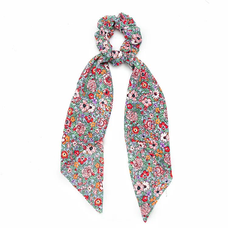 🎀 Leopard Satin Bow Ponytail Scarf – Long Ribbon Hair Tie Scrunchie