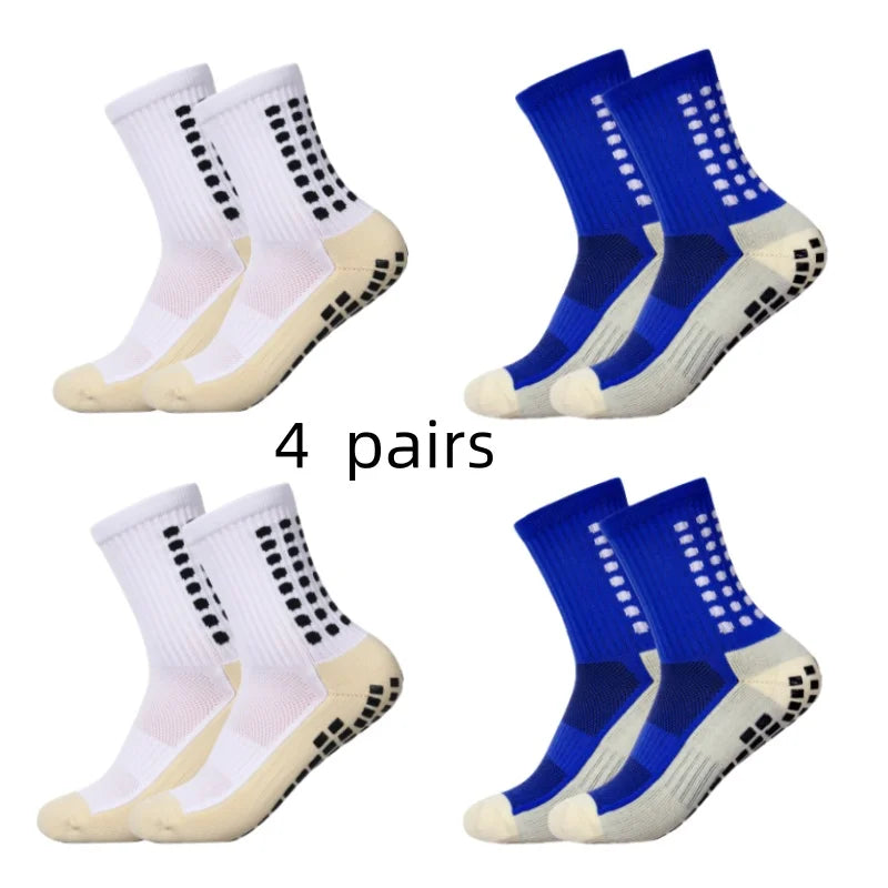 4 Pairs Men’s Soccer Grip Socks – Anti-Slip Football Training & Basketball Sports Socks