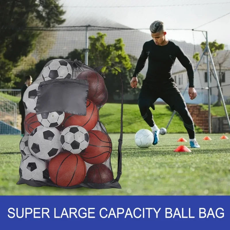 Mesh Ball Bag Backpack – Extra Large Football & Basketball Storage Net for Sports