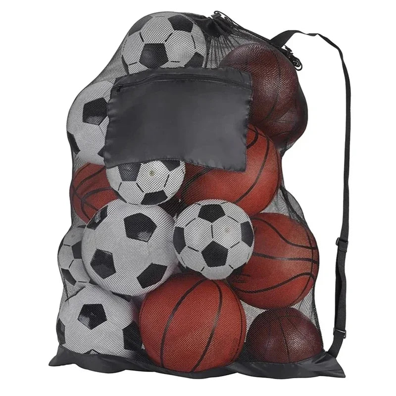 Mesh Ball Bag Backpack – Extra Large Football & Basketball Storage Net for Sports