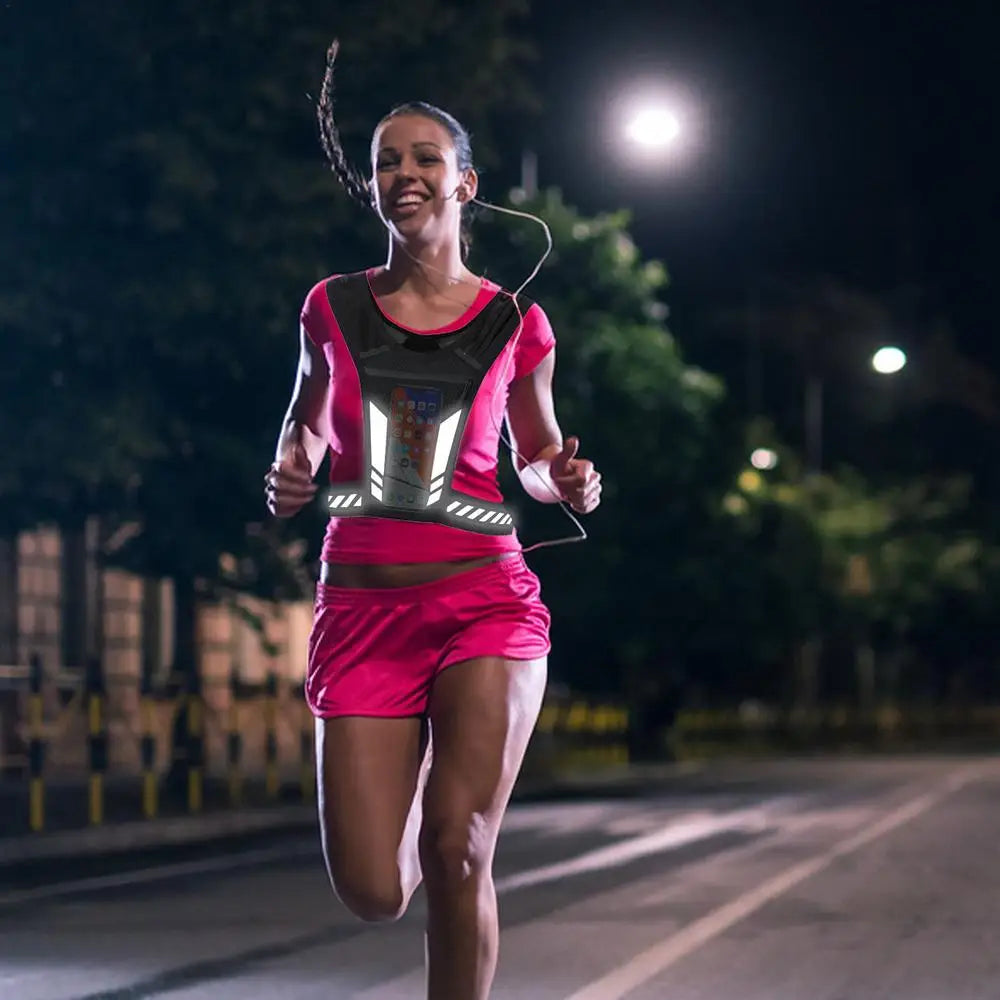 Reflective Running Vest w/ Bottle Holder – Lightweight Hydration Pack for Jogging