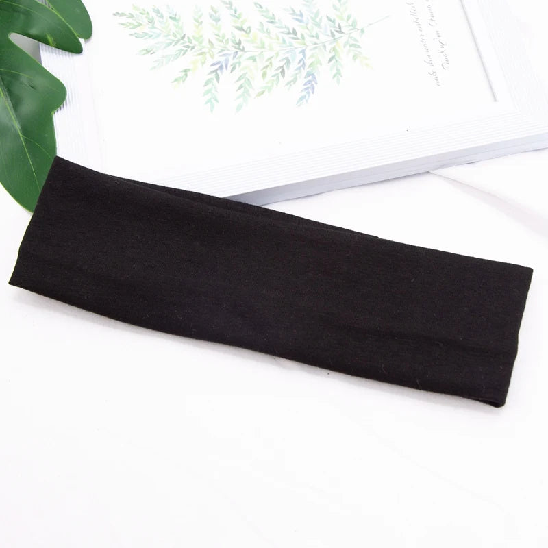 Elastic Cotton Yoga Headbands – Solid Colour Stretch Hair Bands for Sports & Fitness