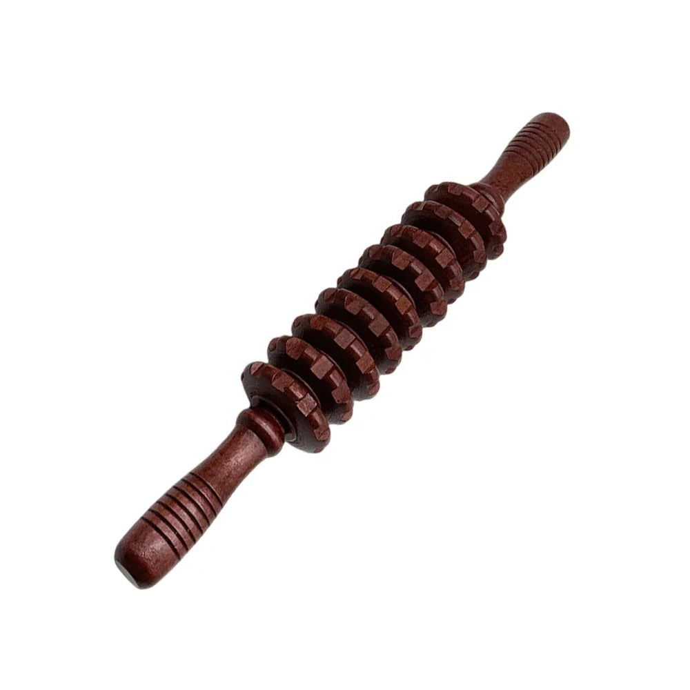 Wooden Slimming Roller Massager – 9/12-Wheel Body Shaper for Legs & Back