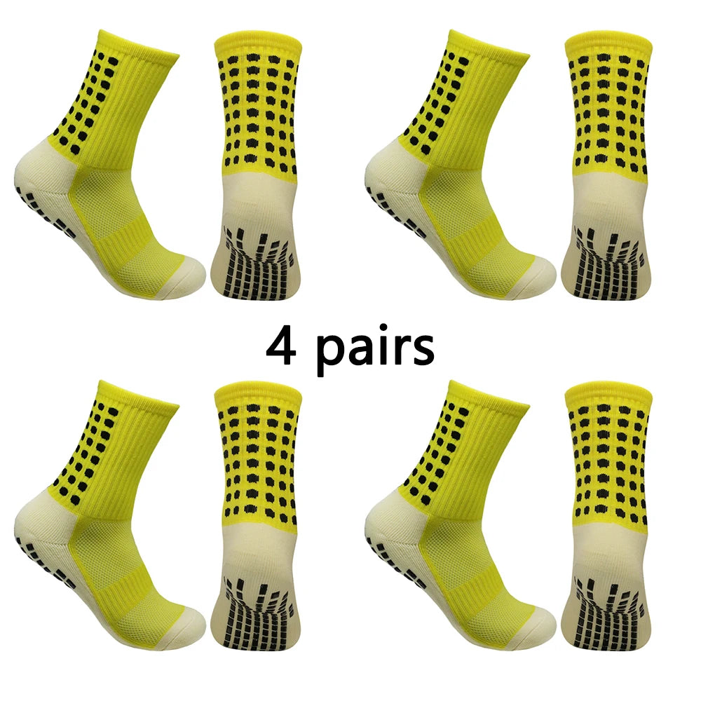 4 Pairs Men’s Soccer Grip Socks – Anti-Slip Football Training & Basketball Sports Socks