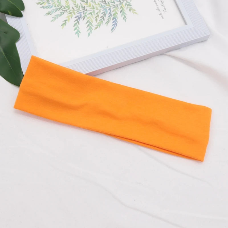 Elastic Cotton Yoga Headbands – Solid Colour Stretch Hair Bands for Sports & Fitness