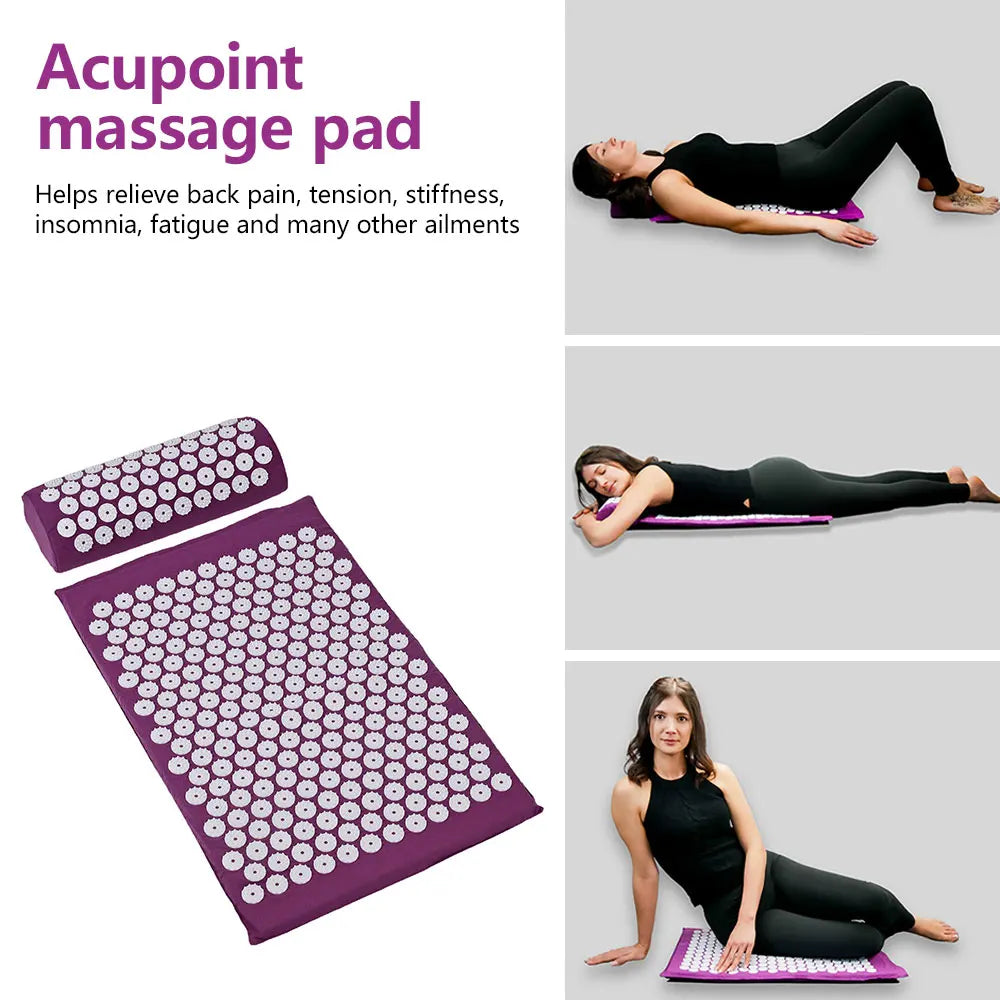 65x40cm Acupressure Mat & Pillow Set – Massage Cushion for Back, Neck & Stress Relief