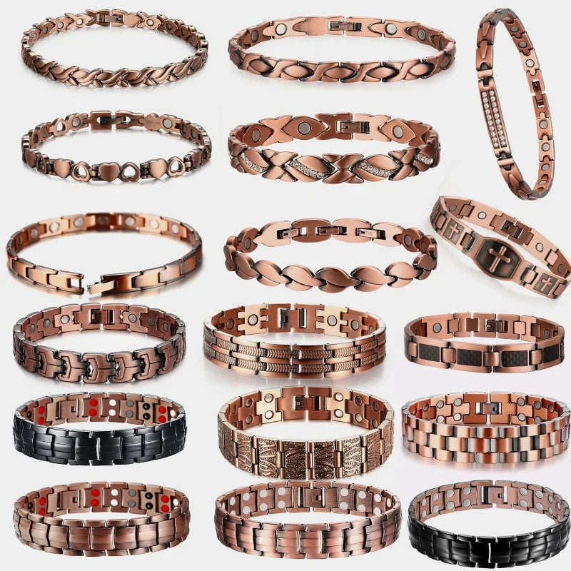 Men’s Pure Copper Magnetic Bracelet – Germanium Therapy Link Chain Arthritis Relief