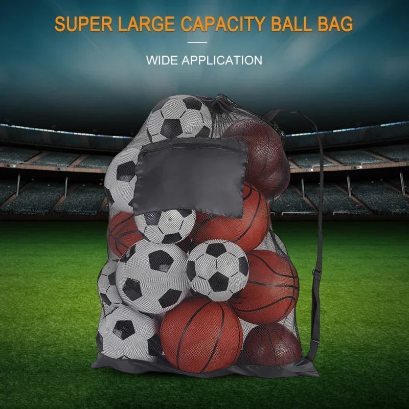 Mesh Ball Bag Backpack – Extra Large Football & Basketball Storage Net for Sports