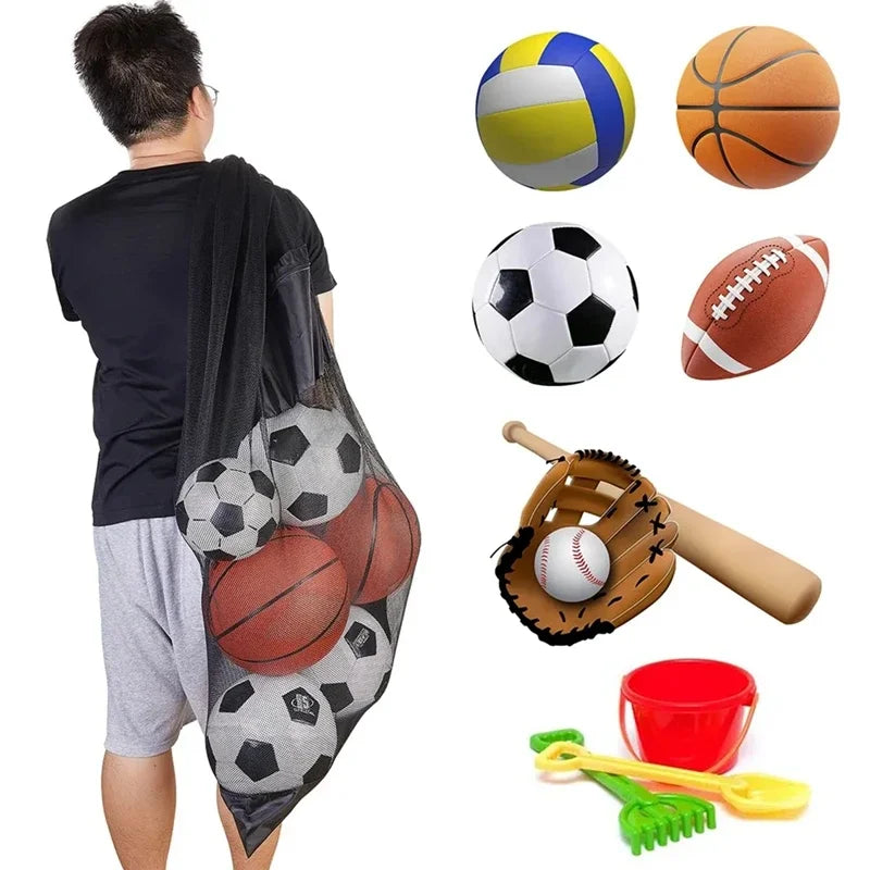 Mesh Ball Bag Backpack – Extra Large Football & Basketball Storage Net for Sports