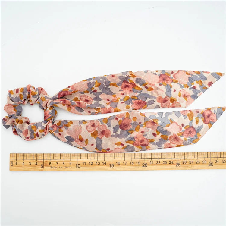 🎀 Leopard Satin Bow Ponytail Scarf – Long Ribbon Hair Tie Scrunchie