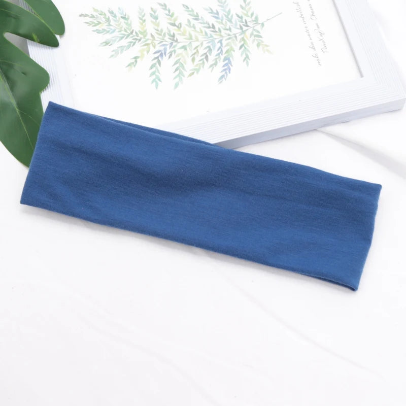 Elastic Cotton Yoga Headbands – Solid Colour Stretch Hair Bands for Sports & Fitness