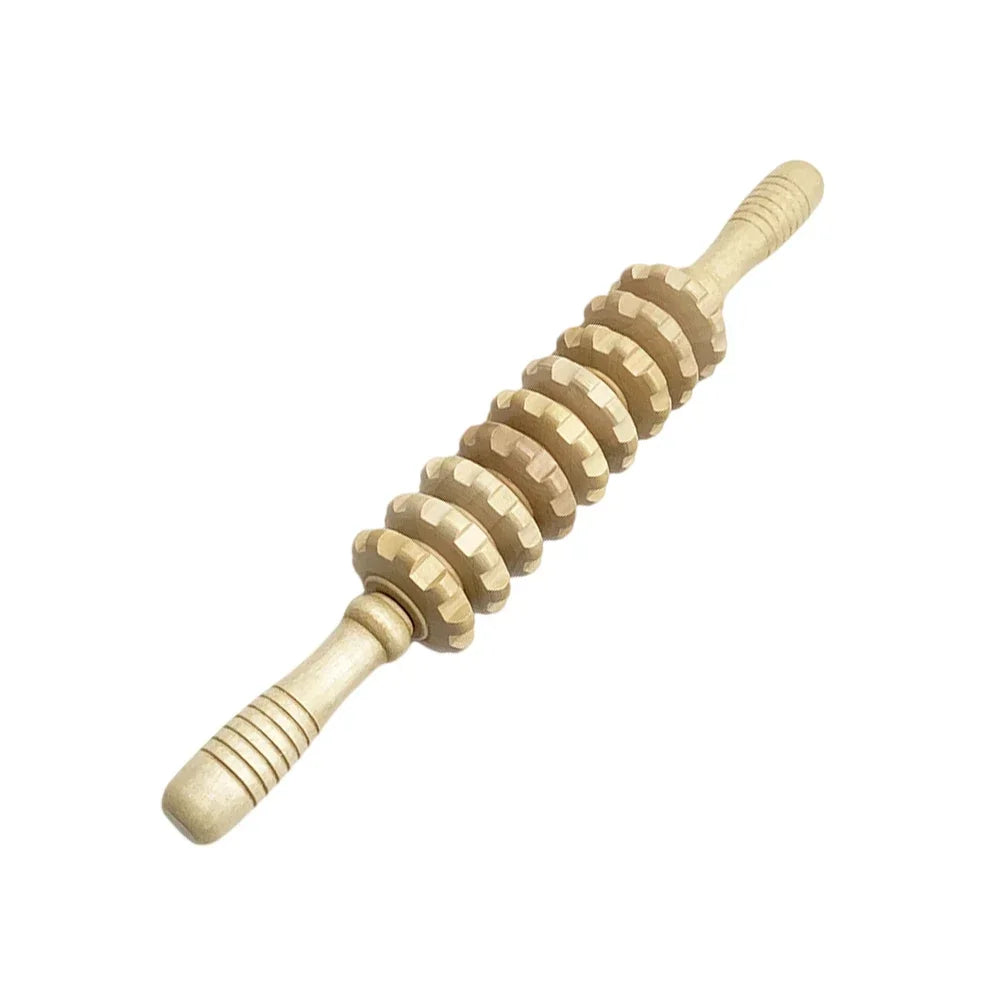 Wooden Slimming Roller Massager – 9/12-Wheel Body Shaper for Legs & Back