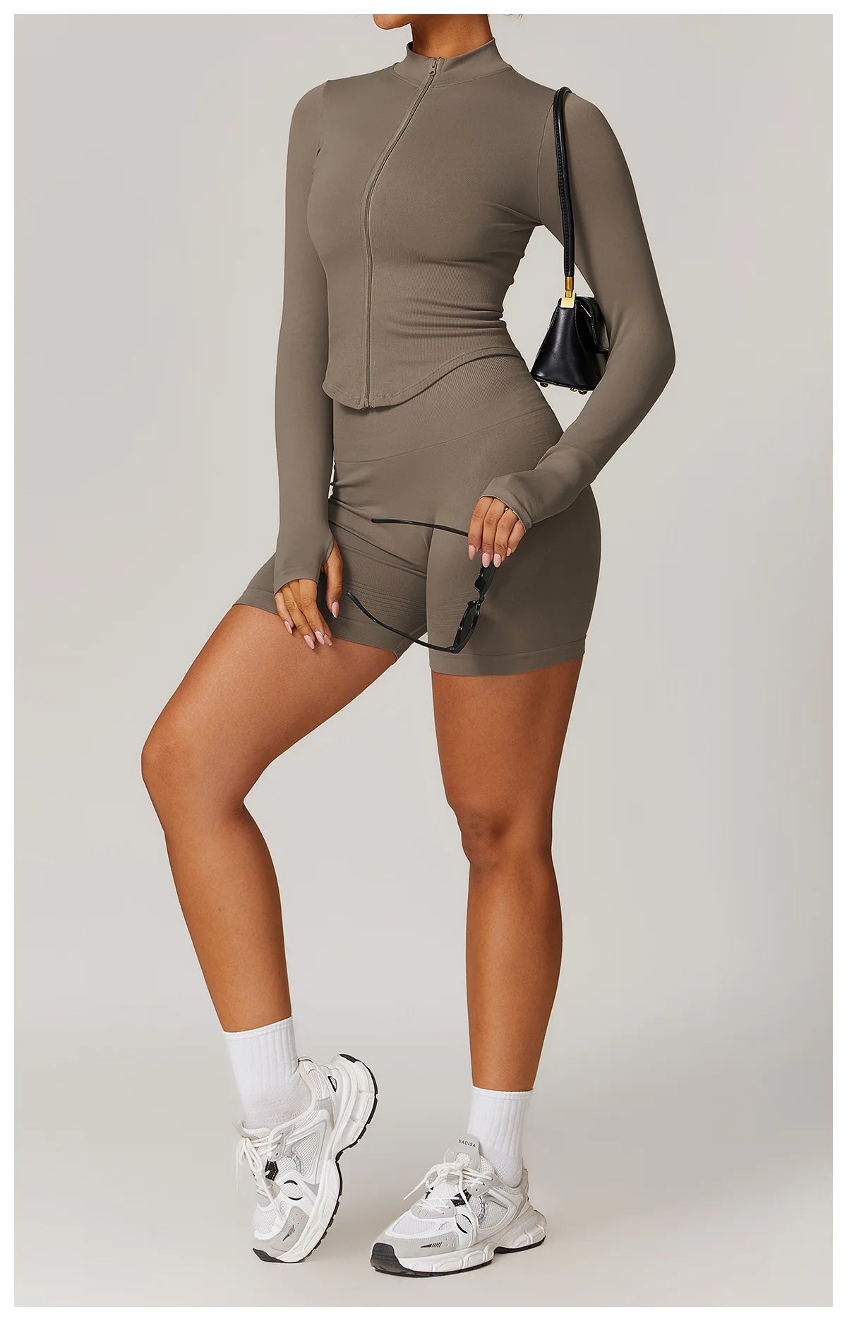 🔥 Women’s Zipper Crop Jacket – Long Sleeve Yoga Sports Top