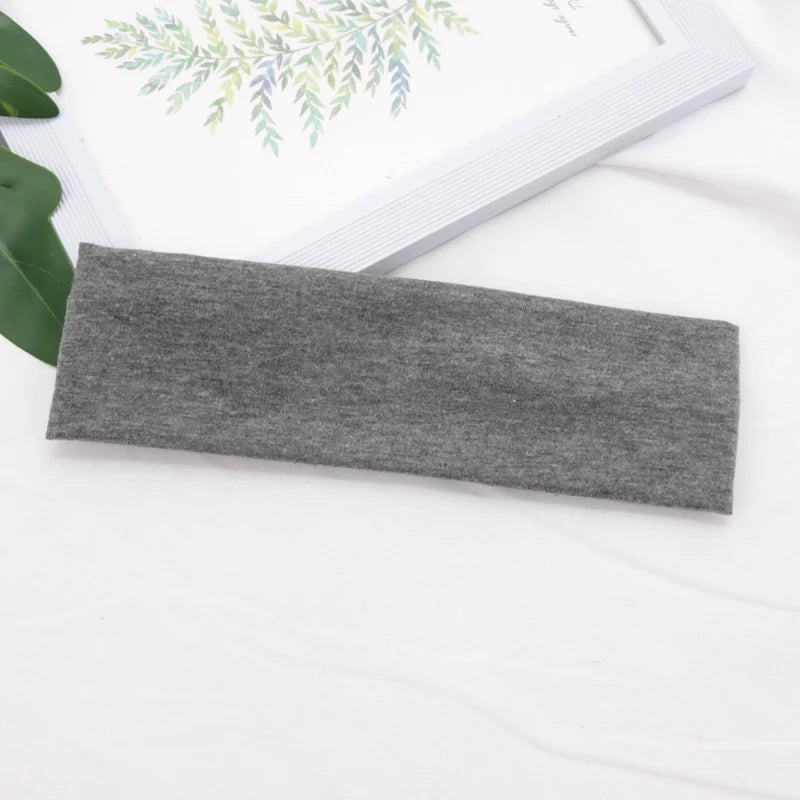 Elastic Cotton Yoga Headbands – Solid Colour Stretch Hair Bands for Sports & Fitness