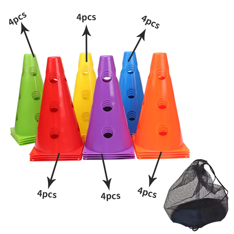 12/18/24/30/36PCS Agility Marking Cones – Sports Training Cones with Holes for Drills