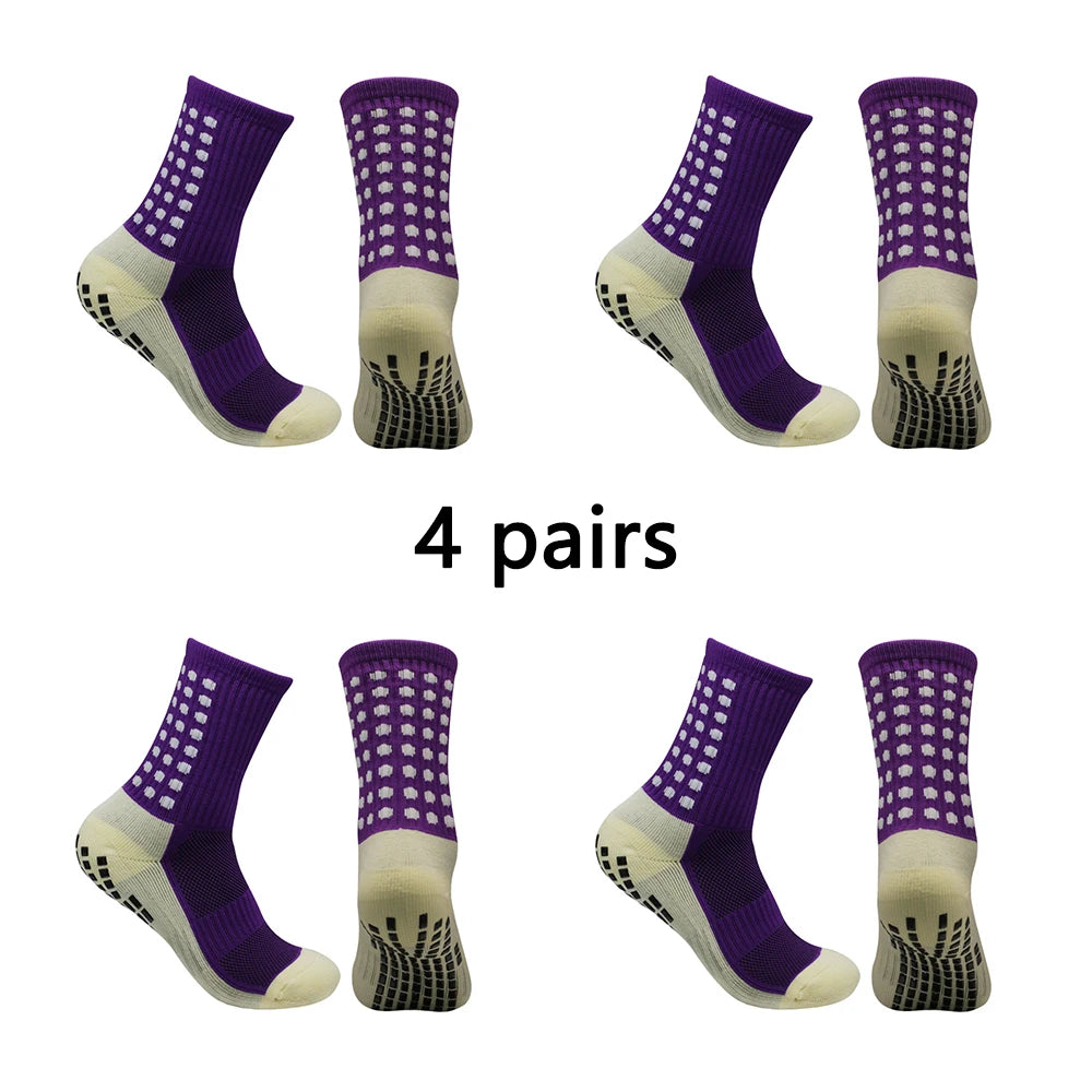 4 Pairs Men’s Soccer Grip Socks – Anti-Slip Football Training & Basketball Sports Socks