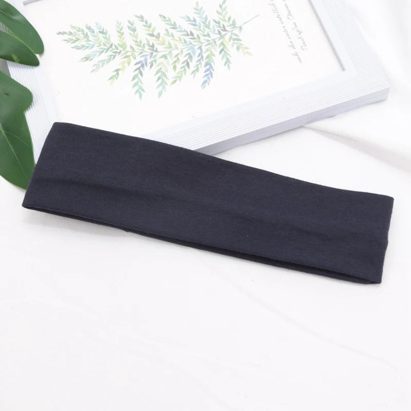 Elastic Cotton Yoga Headbands – Solid Colour Stretch Hair Bands for Sports & Fitness